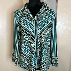 Green Stripe Large Lauren Lee Blouse